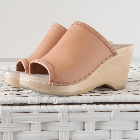 No.6 Store Camel Leather Open Toe Clogs Swedish Minimalist Sandals Clogs Mules 5 - Picture 15 of 16